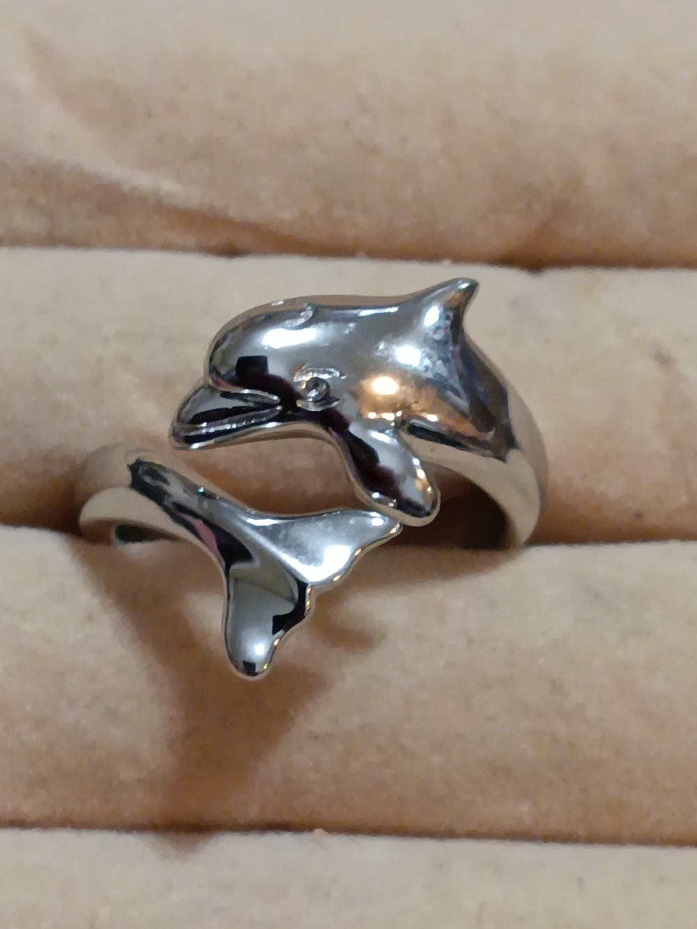 Handmade Sterling Silver Dolphin Wrap Ring Size 6 Adjustable Signed Wayland Ster
